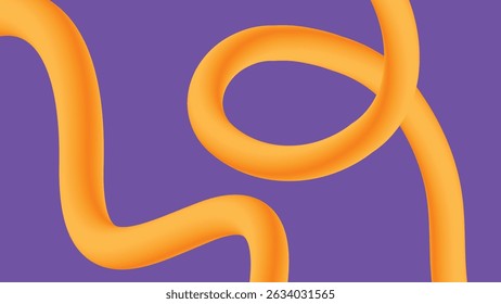 Bright orange ribbon looping over deep purple in this bold abstract illustration. Great for contemporary visuals and digital branding.