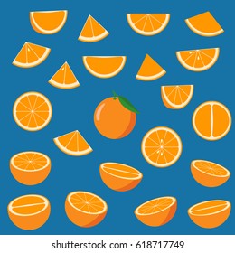 Bright orange slices. Vector illustration.