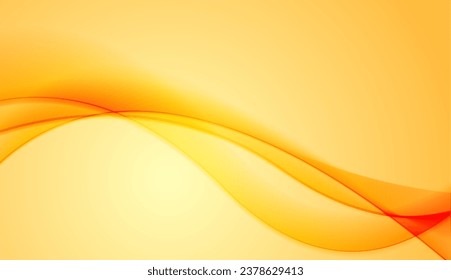 Bright orange smooth glossy waves abstract elegant background. Vector design