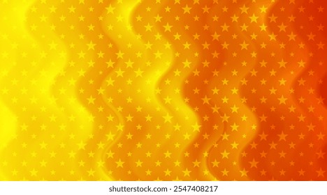 Bright orange smooth waves and starry pattern abstract background. Vector elegant design