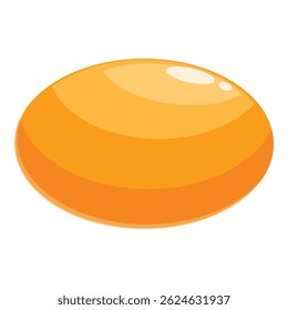 Bright orange sphere is glowing with light coming from above on a white background