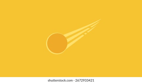 A bright orange sphere with a trailing fiery tail, depicted in a simple graphic style suggesting motion
