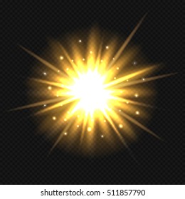 Bright orange star burst. Vector, isolated, eps 10.