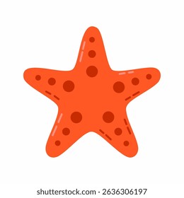 Bright orange starfish illustration with five arms and dotted surface, designed for beach and marine-themed content