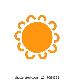 Bright orange sun vector design with playful rays for cheerful graphics