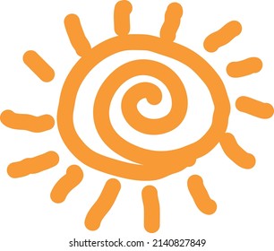 Bright orange sun. A vector file is useful for creating your designs.
