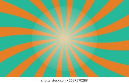 Bright Orange and Teal Sunburst Design. Bold Stripes for Creative Projects