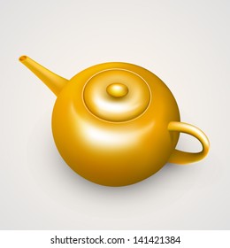 Bright orange teapot isolated on white background