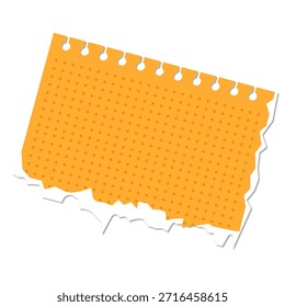 Nota de papel rasgado laranja brilhante com superfície texturizada e buracos perfurados, perfeito para projetos criativos.