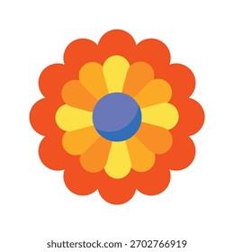hellorange Vektor Blütenblätter mit blauem Zentrum minimale Design-Kunst