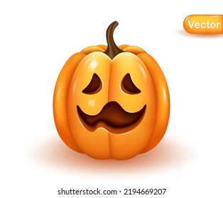 Bright orange vector realistic pumpkin isolated on white background. Vector illustration.

