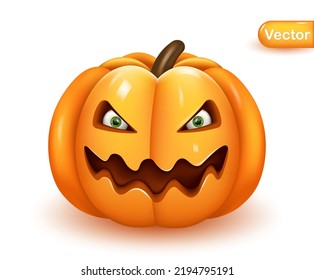 Bright orange vector realistic pumpkin isolated on white background. Vector illustration.

