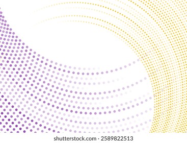 Bright orange and violet minimal circular dotted lines abstract background. Geometric concept vector design