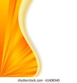 Bright orange wave, abstract corner form. Vector illustration.