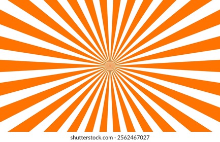 Bright orange and white radial sunburst pattern featuring converging lines for a bold and dynamic geometric visual effect.
