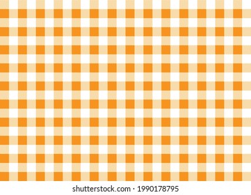 Bright orange and white small plaid vector background.Cute colorful pattern design for fabric,cover,tablecloth,bedsheet,wrapping and textile.