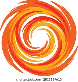 Bright orange and yellow circular paint swirl illustration with abstract circular creative isolated background decoration movement illustration paintstroke backdrop template