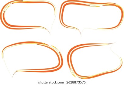 bright orange yellow colorful abstract outline speech bubbles collection
