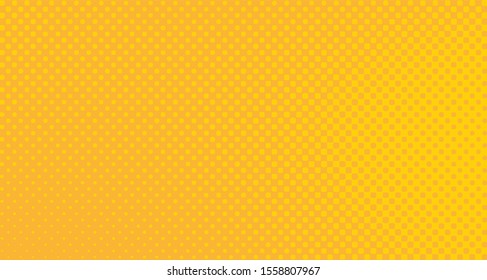 Bright orange yellow dotted background. Abstract polka dot background with halftone dots design. Gradient halftone pop art retro style comic. Vector illustration for sale banner. Eps 10.