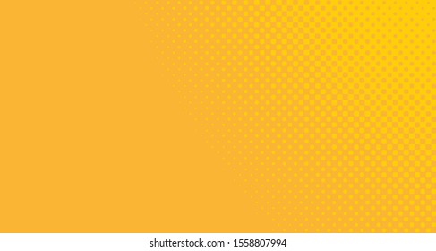 Bright orange yellow dotted background. Abstract polka dot background with halftone dots design. Gradient halftone pop art retro style comic. Vector illustration for sale banner. Eps 10.