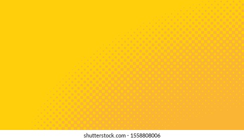 Bright orange yellow dotted background. Abstract polka dot background with halftone dots design. Gradient halftone pop art retro style comic. Vector illustration for sale banner. Eps 10.