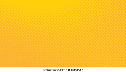 Bright orange yellow dotted background. Abstract polka dot background with halftone dots design. Gradient halftone pop art retro style comic. Vector illustration for sale banner. Eps 10.