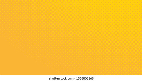 Bright orange yellow dotted background. Abstract polka dot background with halftone dots design. Gradient halftone pop art retro style comic. Vector illustration for sale banner. Eps 10.