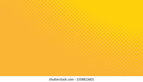 Bright orange yellow dotted background. Abstract polka dot background with halftone dots design. Gradient halftone pop art retro style comic. Vector illustration for sale banner. Eps 10.