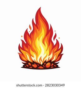 Bright orange and yellow flames leaping upward from a burning base