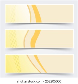 bright orange yellow header footer triple banner template. vector illustration