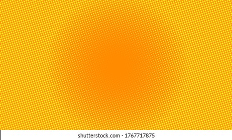 Bright Orange And Yellow Pop Art Retro Background With Halftone In Comic Style. Gradient Pop-art Template. Dots Design. Vector Illustration.