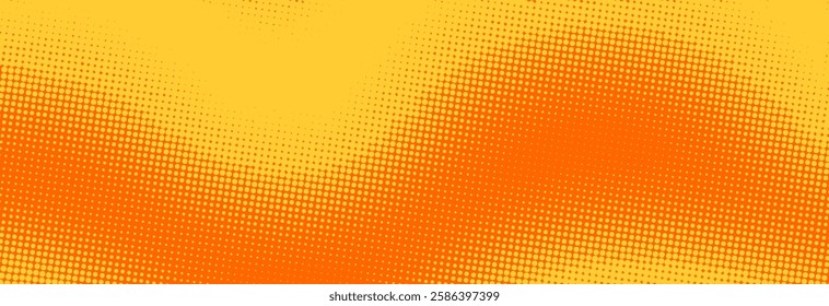 Bright orange and yellow pop art retro background with halftone in comics style, vector illustration EPS10