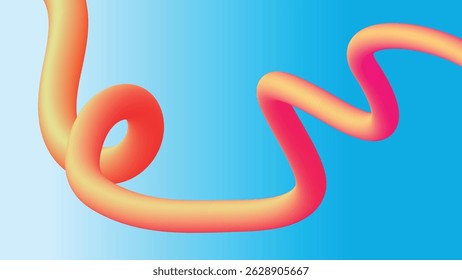 Bright orange-pink gradient tube flows across a light blue background. Contemporary design for creative visual projects and bold backdrops.