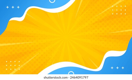 Bright orange-yellow gradient abstract background. Orange comic sunburst effect background with halftone. Suitable for templates, sales banners, events, ads, web, and pages