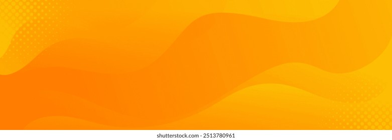 Fondo de onda fluida abstracto de gradiente naranja-amarillo brillante con semitono, Anuncio dinámico moderno. Adecuado para Plantillas, Anuncios de ventas, negocios, anuncios, Web y páginas