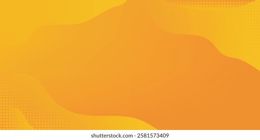 Bright orange-yellow gradient abstract fluid wave background with halftone, modern dynamic wallpaper. Suitable for templates, sales banners, business, ads, web and pages
