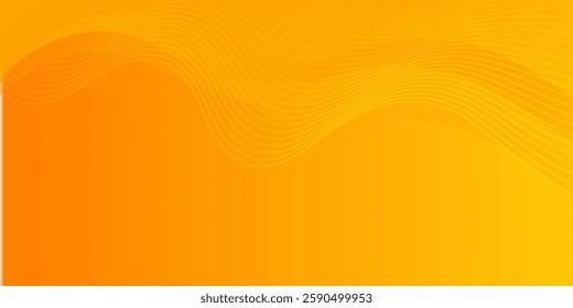 Bright orange-yellow gradient abstract fluid wave background with halftone, modern dynamic wallpaper. Suitable for templates, sales banners