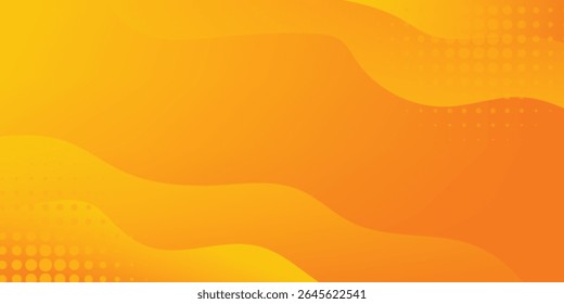 Bright orange-yellow gradient abstract fluid wave background with halftone, modern dynamic wallpaper. Suitable for templates, sales banners, business, ads, web and pages