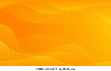 Fondo de onda fluida abstracto de gradiente naranja-amarillo brillante con semitono, Fondo de pantalla dinámico moderno. Adecuado para Plantillas, Anuncios de ventas, negocios, anuncios, Web y páginas