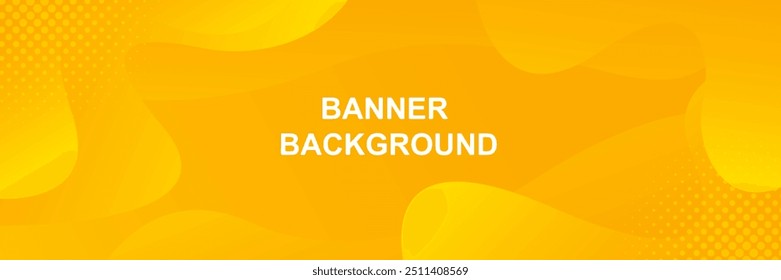 Bright orange-yellow gradient fluid wave background with halftone, modern dynamic banner. Suitable for templates, sale banners, events, ads, web, pages and headers
