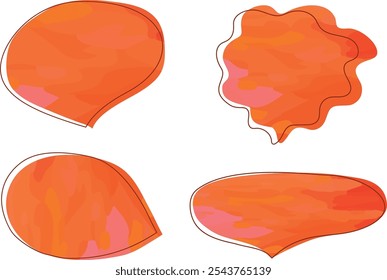 bright orangle colorful abstract speech bubbles set vector