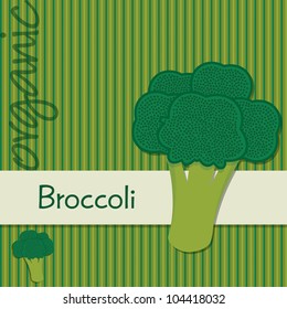 Bright organic broccoli card in vector format.