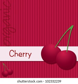Bright organic cherry card in vector format.