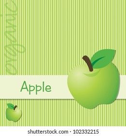 Bright organic green apple card in vector format.