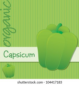 Bright organic green capsicum card in vector format.