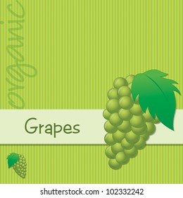 Bright organic green grape card in vector format.