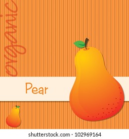 Bright organic orange pear card in vector format.