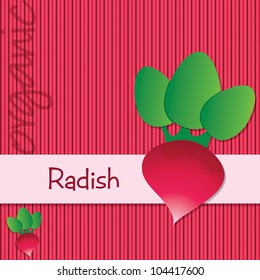 Bright organic radish card in vector format.
