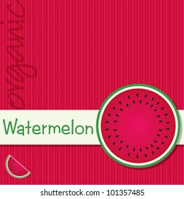 Bright organic watermelon fruit card in vector format.