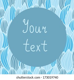 Bright ornamental template frame design for card in blue colors